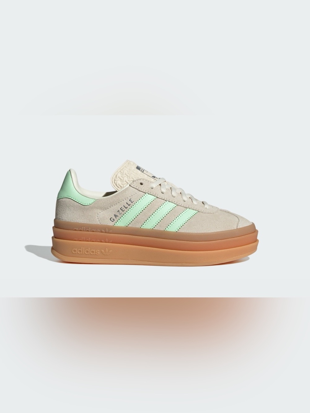 adidas Gazelle Bold J Beige with Mint Green Stripes